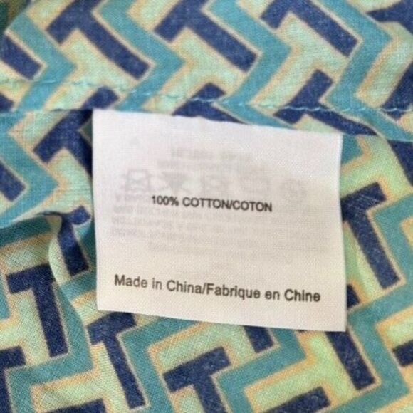 TORY BURCH Tunic Top Blouse 4 Juniper Berry T-Zag Cotton Flare Sleeve Logo - Picture 7 of 9